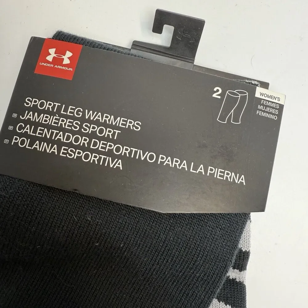Under Armour Women’s 2 Pair Black And Gray Sport Leg Warmers New
